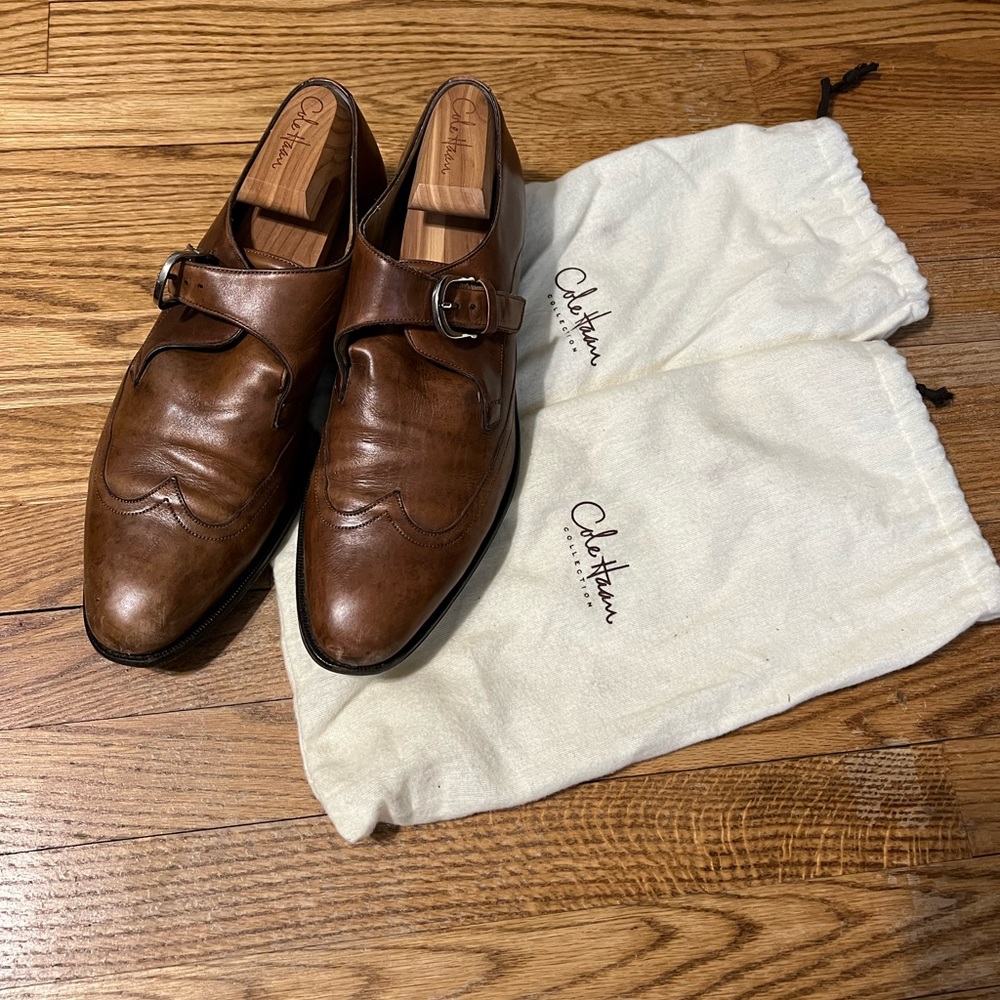 Brown leather cole Haan Nike air mens dress shoes 10.5